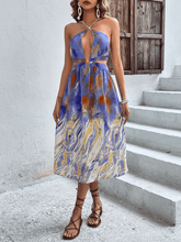 Load image into Gallery viewer, Printed Halter Neck Crisscross Tied Dress - Shop &amp; Buy