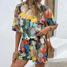 Load image into Gallery viewer, Printed Round Neck Dropped Shoulder Half Sleeve Top and Shorts Set - Shop &amp; Buy