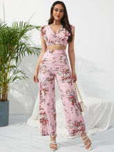 Load image into Gallery viewer, Printed Surplice Cap Sleeve Top and Pants Set - Shop &amp; Buy
