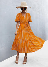Load image into Gallery viewer, Printed V-Neck Flutter Sleeve Belted Dress - Shop &amp; Buy