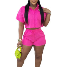 Load image into Gallery viewer, Prowow Casual Two Piece Women Suits Solid Color Summer Cropped Tops Shorts Female Clothing Set New Design Matching Outfits - Shop &amp; Buy
