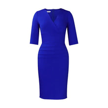 Load image into Gallery viewer, Prowow Elegant V-neck Women Dress Solid Color Slim Fit Office Lady Outfits Zipper Spring Summer 2024 New Female Clothing - Shop &amp; Buy
