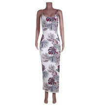Load image into Gallery viewer, Prowow Elegant Women Beach Dress Summer Sleeveless Maxi Slim Fit Camisole Bodycon Outfits New Leaves Print Split Female Clothing - Shop &amp; Buy
