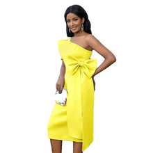 Load image into Gallery viewer, Prowow Elegant Women Birthday Party Midi Dress Big Bow Shoulderless Female Clothing Solid Color Slim Fit Outfits - Shop &amp; Buy
