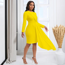 Load image into Gallery viewer, Prowow Elegant Women Dress for Evening Birthday Party Wear Solid Color O-neck Long Sleeve Female Clothing New Design - Shop &amp; Buy
