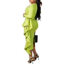 Load image into Gallery viewer, Prowow Elegant Women Maxi Dress Green Color Square Collar Evening Birthday Party Wear New Ruffle Long Sleeve Female Clothes - Shop &amp; Buy
