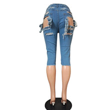 Load image into Gallery viewer, Prowow Fashion Hole Women Knee Length Jeans High Waist Ripped Streetwear Bottoms 2023 New Summer Skinny Trousers Clothing - Shop &amp; Buy