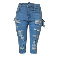 Load image into Gallery viewer, Prowow Fashion Hole Women Knee Length Jeans High Waist Ripped Streetwear Bottoms 2023 New Summer Skinny Trousers Clothing - Shop &amp; Buy