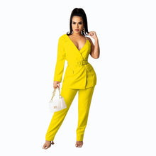 Load image into Gallery viewer, Prowow Fashion Office Lady Two Piece Suits One Sleeve Chain Coat with Sashes Pant Two Piece Clothing Set Spring Fall Clothes - Shop &amp; Buy
