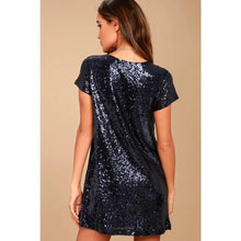 Load image into Gallery viewer, Prowow Fashion Sequined Women Birthday Party Club Clothing V-neck Short-sleeved Summer Mini Dress Solid Color Slim Fit Outfits - Shop &amp; Buy

