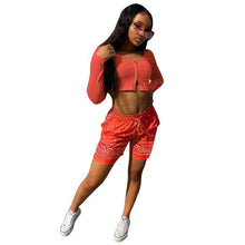 Load image into Gallery viewer, Prowow Fashion Two Piece Women Tracksuits Cropped Tops Print Shorts Summer Clothing Set Solid Color Female Sporty Suits - Shop &amp; Buy