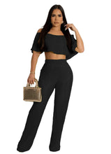 Load image into Gallery viewer, Prowow Fashion Women Clothing Set Shoulderless Cropped Tops Wide Leg Pant Two Piece Solid Color Suits 2023 New Folds Outfits - Shop &amp; Buy