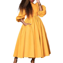 Load image into Gallery viewer, Prowow High Waisted A-line Women Dress Long Sleeve Solid Color Female Clothing with Belt New Design Maxi Dresses - Shop &amp; Buy

