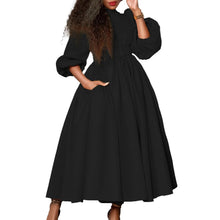 Load image into Gallery viewer, Prowow High Waisted A-line Women Dress Long Sleeve Solid Color Female Clothing with Belt New Design Maxi Dresses - Shop &amp; Buy
