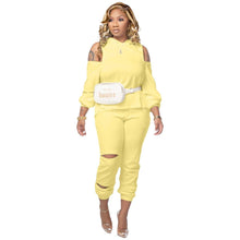 Load image into Gallery viewer, Prowow Hooded Sweatshirts Pant Two Piece Tracksuits Autumn Winter Women Clothing Set Loose Style Hollow Shoulder Female Outfits - Shop &amp; Buy
