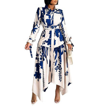 Load image into Gallery viewer, Prowow Irregular Women Maxi Dress Fashion Print Long Sleeve Turn-down Collar Female Clothing Slim Fit Birthday Party Wear - Shop &amp; Buy
