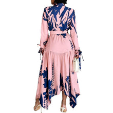 Load image into Gallery viewer, Prowow Irregular Women Maxi Dress Fashion Print Long Sleeve Turn-down Collar Female Clothing Slim Fit Birthday Party Wear - Shop &amp; Buy
