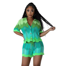 Load image into Gallery viewer, Prowow New Design Women Clothing Set Knitted Short-sleeved Shirts Shorts Two Piece Summer Suits Slim Fit Outfits - Shop &amp; Buy
