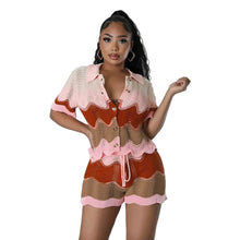 Load image into Gallery viewer, Prowow New Design Women Clothing Set Knitted Short-sleeved Shirts Shorts Two Piece Summer Suits Slim Fit Outfits - Shop &amp; Buy
