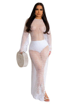 Load image into Gallery viewer, Prowow Sexy Crochet Hollow Out Women Maxi Dress 2024 New Long Sleeve Tassel Female Beach Outfits Cover-ups Vacation Clothing - Shop &amp; Buy
