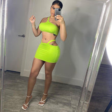 Load image into Gallery viewer, Prowow Sexy Hollow Out Women Skirts Set Skew Collar Cropped Tops Two Piece Summer Female Clothing Party Nightclub Bodycon Outfit - Shop &amp; Buy
