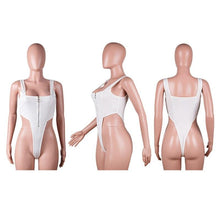 Load image into Gallery viewer, Prowow Sexy One-piece Women Bodysuits White Color Sleeveless Summer Tops Clothes Square Collar Zipper Tanks Top Outfits - Shop &amp; Buy

