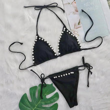Load image into Gallery viewer, Prowow Sexy Separated Two Piece Women Bikinis Set Pearls Lace Up Thong Black Bathing Swimsuits 2024 New Female Beach Outfits - Shop &amp; Buy
