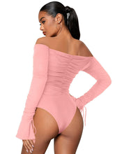 Load image into Gallery viewer, Prowow Sexy Shoulderless Women Bodysuits One-piece Flare Sleeve Skinny Bodycon Tops Clothes Summer Fall Basic Female Romper - Shop &amp; Buy
