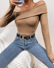 Load image into Gallery viewer, Prowow Sexy Women Bodysuits One-piece Long Sleeve Fall Winter Basic Tops Clothes Skew Collar Solid Color Female Romper - Shop &amp; Buy
