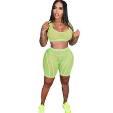 Load image into Gallery viewer, Prowow Sexy Women Clothing Set Tracksuits Sheer Mesh Crop Tops Shorts Two Piece Fitness Outfits Summer Lady Sporty Suits - Shop &amp; Buy
