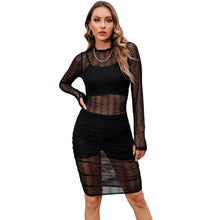 Load image into Gallery viewer, Prowow Sexy Women Dress Black Vest Shorts Three Piece Matching Summer Suits 2024 New Slim See Through Mesh Party Nightclub Wear - Shop &amp; Buy
