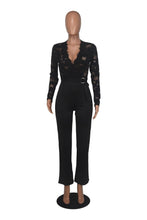 Load image into Gallery viewer, Prowow Sexy Women Jumpsuits Lace Flower Patchwork Slim Fit One Piece Romper New Long Sleeve V-neck Female Streetwear - Shop &amp; Buy
