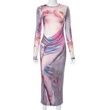 Load image into Gallery viewer, Prowow Skinny Women Maxi Dress 3D Body Print Sexy Female Clothing O-neck Long Sleeve Slim Party Club Wear - Shop &amp; Buy
