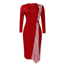 Load image into Gallery viewer, Prowow Slim Fit Women Pencil Dress Long Sleeve 2024 New Design Elegant Office Lady Outfits Striped Spclied Female Clothing - Shop &amp; Buy
