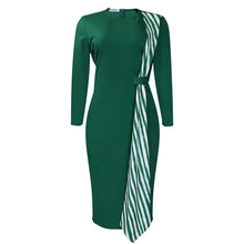 Load image into Gallery viewer, Prowow Slim Fit Women Pencil Dress Long Sleeve 2024 New Design Elegant Office Lady Outfits Striped Spclied Female Clothing - Shop &amp; Buy
