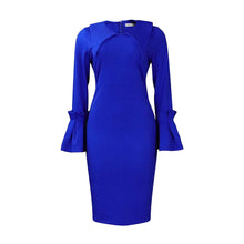 Load image into Gallery viewer, Prowow Slim Fit Women Pencil Dress Solid Color O-neck Flare Sleeve Office Lady Outfits 2024 New Design Elegant Female Clothing - Shop &amp; Buy
