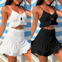 Load image into Gallery viewer, Prowow Three Piece Women Beach Outfits Bathing Suits Solid Color Summer Bathing Swimsuits Hollow Out Cover-ups Skirt Bikinis Set - Shop &amp; Buy
