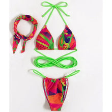 Load image into Gallery viewer, Prowow Women Bikini Set with Headband Three Piece Swimsuits Fashion Print Summer Bathing Swimming Wears Lady Beachwear Suits - Shop &amp; Buy
