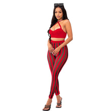 Load image into Gallery viewer, Prowow Women Clothes Bandage Halter Cropped Tops Sheer Mesh Striped Pant Two Piece Summer Suits Slim Sexy Party Nightclub Wear - Shop &amp; Buy