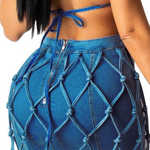 Load image into Gallery viewer, Prowow Women Clothing Set Lace Up Corset Tops Tassel Skirt Two Piece Beach Outfits Suits Summer Denim Party Night Clubwear - Shop &amp; Buy