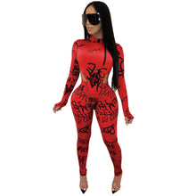 Load image into Gallery viewer, Prowow Women Clothing Set Spring Fall Bodycon Outfits Letter Print Bodysuit Pant 2pcs Suits for Lady Fashion Female Streetwear - Shop &amp; Buy

