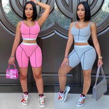 Load image into Gallery viewer, Prowow Women Clothing Set Summer Ribbed Bodycons Outfits Joggers Fitness Sportsuits Corset Tops Shorts Two Piece Matching Suits - Shop &amp; Buy
