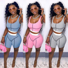 Load image into Gallery viewer, Prowow Women Clothing Set Summer Ribbed Bodycons Outfits Joggers Fitness Sportsuits Corset Tops Shorts Two Piece Matching Suits - Shop &amp; Buy