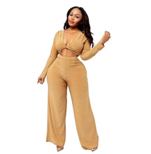 Load image into Gallery viewer, Prowow Women Clothing Set V-neck Corset Tops Wide Leg Pant Two Piece Sexy Party Club Suits Solid Tracksuits Streetwear - Shop &amp; Buy
