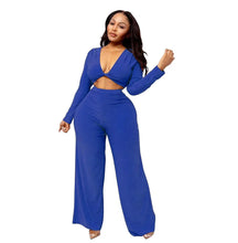 Load image into Gallery viewer, Prowow Women Clothing Set V-neck Corset Tops Wide Leg Pant Two Piece Sexy Party Club Suits Solid Tracksuits Streetwear - Shop &amp; Buy
