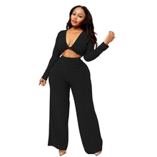 Load image into Gallery viewer, Prowow Women Clothing Set V-neck Corset Tops Wide Leg Pant Two Piece Sexy Party Club Suits Solid Tracksuits Streetwear - Shop &amp; Buy
