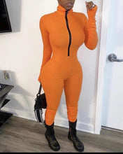 Load image into Gallery viewer, Prowow Women Jumpsuits Zipper Bodycon One-piece Romper Ribbed Stacked High Elastic Skinny Clothing Long Sleeve Female Outfits - Shop &amp; Buy