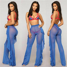 Load image into Gallery viewer, Prowow Women Pant Sexy Summer See Through Mesh Trousers for Lady New High Waisted Ruffle Female Beach Bottom Outfits - Shop &amp; Buy

