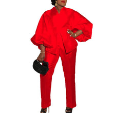 Load image into Gallery viewer, Prowow Women Pant Suits Boutique High Quality Two Piece Solid Color Clothing Set Long Puff Sleeve Shirts Spring Fall Outfits - Shop &amp; Buy
