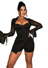 Load image into Gallery viewer, Prowow Women Playsuits One-piece Flare Sleeve Mesh Splice Birthday Party Club Wear 2024 New Skinny Sexy Female Clothing Romper - Shop &amp; Buy
